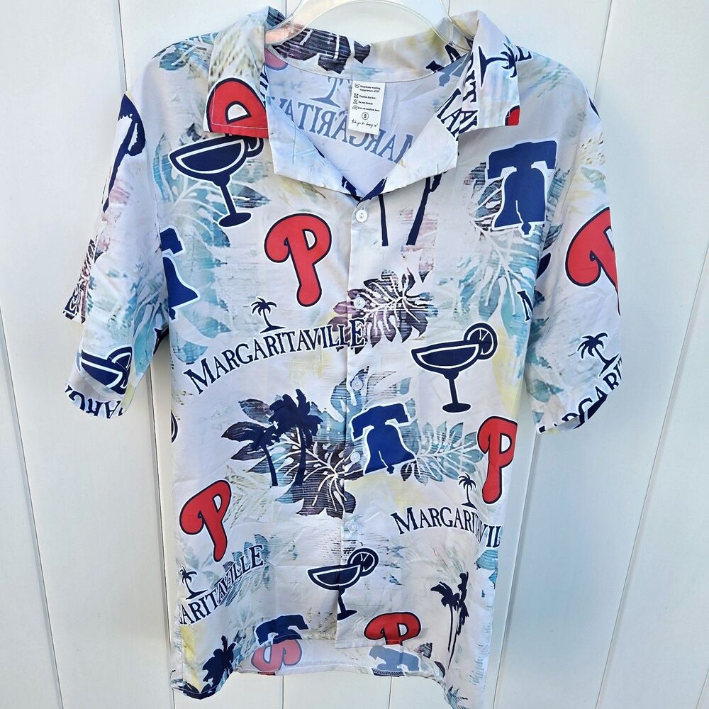 Margaritaville Philadelphia Phillies MLB Baseball Aloha Hawaiian Shirt Mens Sz S